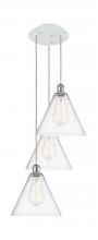  113B-3P-WPC-GBC-124 - Berkshire - 3 Light - 19 inch - White Polished Chrome - Cord Hung - Multi Pendant