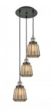  113F-3P-BAB-G146 - Chatham - 3 Light - 14 inch - Black Antique Brass - Cord hung - Multi Pendant