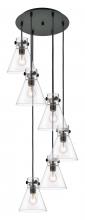 Innovations Lighting 116-410-1PS-BK-G411-8CL - Newton Cone - 6 Light - 19 inch - Matte Black - Multi Pendant