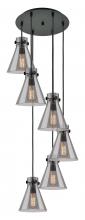 Innovations Lighting 116-410-1PS-BK-G411-8SM - Newton Cone - 6 Light - 19 inch - Matte Black - Multi Pendant