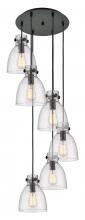 Innovations Lighting 116-410-1PS-BK-G412-8SDY - Newton Bell - 6 Light - 19 inch - Matte Black - Multi Pendant