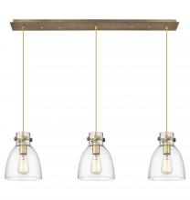  123-410-1PS-BB-G412-8SDY - Newton Bell - 3 Light - 40 inch - Brushed Brass - Linear Pendant