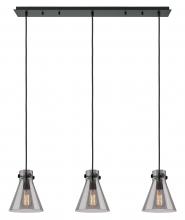 Innovations Lighting 123-410-1PS-BK-G411-8SM - Newton Cone - 3 Light - 40 inch - Matte Black - Linear Pendant