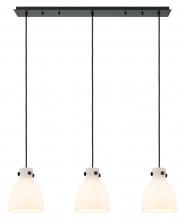  123-410-1PS-BK-G412-8WH - Newton Bell - 3 Light - 40 inch - Matte Black - Linear Pendant