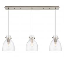 Innovations Lighting 123-410-1PS-SN-G412-8CL - Newton Bell - 3 Light - 40 inch - Brushed Satin Nickel - Linear Pendant