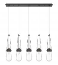  125-452-1P-BK-G452-4CL - Milan - 5 Light - 36 inch - Matte Black - Linear Pendant