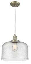 Innovations Lighting 201C-AB-G74-L - Bell - 1 Light - 12 inch - Antique Brass - Cord hung - Mini Pendant