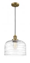  201C-BB-G713-L - Bell - 1 Light - 12 inch - Brushed Brass - Cord hung - Mini Pendant