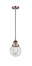 Innovations Lighting 201CSW-AC-G202-6 - Beacon - 1 Light - 6 inch - Antique Copper - Cord hung - Mini Pendant