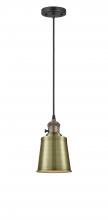 Innovations Lighting 201CSW-BAB-M9-AB - Addison - 1 Light - 5 inch - Black Antique Brass - Cord hung - Mini Pendant