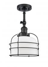 Innovations Lighting 201F-BK-G71-CE - Bell Cage - 1 Light - 9 inch - Matte Black - Semi-Flush Mount