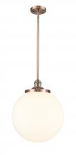  201S-AC-G201-14 - Beacon - 1 Light - 14 inch - Antique Copper - Stem Hung - Pendant