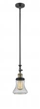  206-BAB-G194 - Bellmont - 1 Light - 6 inch - Black Antique Brass - Stem Hung - Mini Pendant