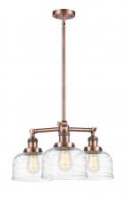 Innovations Lighting 207-AC-G713-LED - Bell - 3 Light - 22 inch - Antique Copper - Stem Hung - Chandelier