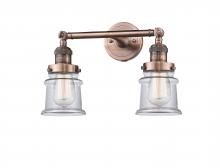  208-AC-G182S - Canton - 2 Light - 17 inch - Antique Copper - Bath Vanity Light