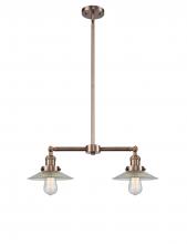  209-AC-G2 - Halophane - 2 Light - 21 inch - Antique Copper - Stem Hung - Island Light