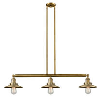 Innovations Lighting 213-BB-M4 - Railroad - 3 Light - 41 inch - Brushed Brass - Stem Hung - Island Light