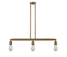  213-BB - Bare Bulb - 3 Light - 38 inch - Brushed Brass - Stem Hung - Island Light