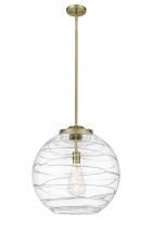  221-1S-AB-G1213-18 - Athens Deco Swirl - 1 Light - 18 inch - Antique Brass - Cord hung - Pendant