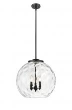  221-3S-BK-G1215-18 - Athens Water Glass - 3 Light - 18 inch - Matte Black - Cord hung - Pendant