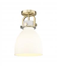 Innovations Lighting 410-1F-BB-G412-8WH - Newton Bell - 1 Light - 8 inch - Brushed Brass - Flush Mount