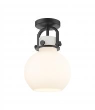 Innovations Lighting 410-1F-BK-G410-8WH - Newton Sphere - 1 Light - 8 inch - Matte Black - Flush Mount