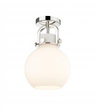 Innovations Lighting 410-1F-PN-G410-8WH - Newton Sphere - 1 Light - 8 inch - Polished Nickel - Flush Mount