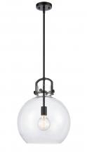 Innovations Lighting 410-1S-BK-14CL-LED - Newton Sphere - 1 Light - 14 inch - Matte Black - Cord hung - Pendant