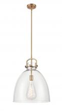  410-1SL-BB-G412-16CL - Newton Bell - 1 Light - 16 inch - Brushed Brass - Pendant