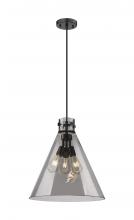  410-3PL-BK-G411-18SM - Newton Cone - 3 Light - 18 inch - Matte Black - Cord hung - Pendant