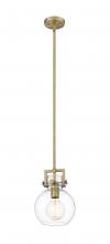 Innovations Lighting 411-1SS-BB-G410-8CL - Newton Sphere - 1 Light - 8 inch - Brushed Brass - Mini Pendant