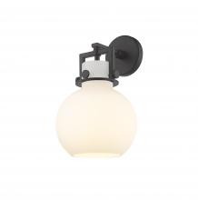 Innovations Lighting 411-1W-BK-G410-8WH - Newton Sphere - 1 Light - 8 inch - Matte Black - Sconce