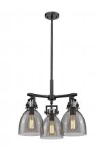  411-3CR-BK-G412-7SM - Newton Bell - 3 Light - 21 inch - Matte Black - Pendant