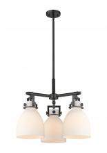  411-3CR-BK-G412-7WH - Newton Bell - 3 Light - 21 inch - Matte Black - Pendant