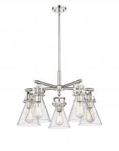 Innovations Lighting 411-5CR-PN-G411-7SDY - Newton Cone - 5 Light - 26 inch - Polished Nickel - Chandelier