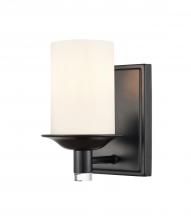 Innovations Lighting 417-1W-BK-W-LED - Manhattan - 1 Light - 5 inch - Matte Black - Bath Vanity Light