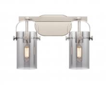  423-2W-SN-G423-7SM - Pilaster II Cylinder - 2 Light - 15 inch - Satin Nickel - Bath Vanity Light