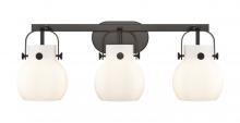 Innovations Lighting 423-3W-BK-G410-6WH - Pilaster II Sphere - 3 Light - 27 inch - Matte Black - Bath Vanity Light