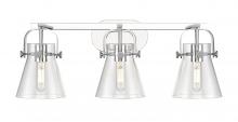 Innovations Lighting 423-3W-PC-G411-6CL - Pilaster II Cone - 3 Light - 27 inch - Polished Chrome - Bath Vanity Light