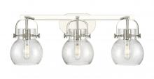 Innovations Lighting 423-3W-PN-G410-6SDY - Pilaster II Sphere - 3 Light - 27 inch - Polished Nickel - Bath Vanity Light