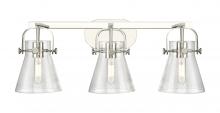 Innovations Lighting 423-3W-PN-G411-6SDY - Pilaster II Cone - 3 Light - 27 inch - Polished Nickel - Bath Vanity Light