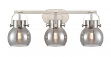 Innovations Lighting 423-3W-SN-G410-6SM - Pilaster II Sphere - 3 Light - 27 inch - Satin Nickel - Bath Vanity Light