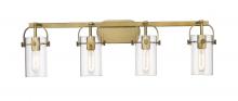  423-4W-BB-4CL - Pilaster - 4 Light - 35 inch - Brushed Brass - Bath Vanity Light