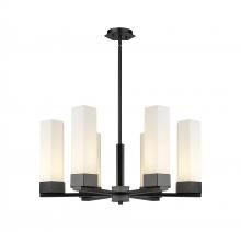  427-6CR-BK-G427-14WH - Claverack - 6 Light - 28 inch - Matte Black - Chandelier