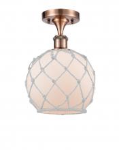 Innovations Lighting 516-1C-AC-G121-8RW - Farmhouse Rope - 1 Light - 8 inch - Antique Copper - Semi-Flush Mount