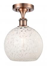 Innovations Lighting 516-1C-AC-G1216-8WM - White Mouchette - 1 Light - 8 inch - Antique Copper - Semi-Flush Mount