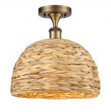 Innovations Lighting 516-1C-BB-RBD-12-NAT - Woven Rattan - 1 Light - 12 inch - Brushed Brass - Semi-Flush Mount