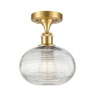 Innovations Lighting 516-1C-SG-G555-8CL - Ithaca - 1 Light - 8 inch - Satin Gold - Semi-Flush Mount