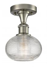 Innovations Lighting 516-1C-SN-G555-6CL - Ithaca - 1 Light - 6 inch - Brushed Satin Nickel - Semi-Flush Mount