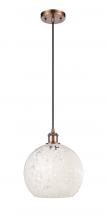 Innovations Lighting 516-1P-AC-G1216-10WM - White Mouchette - 1 Light - 10 inch - Antique Copper - Cord Hung - Mini Pendant